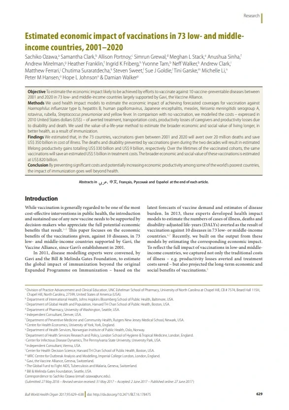 Economic impact of vaccinations in LMICs