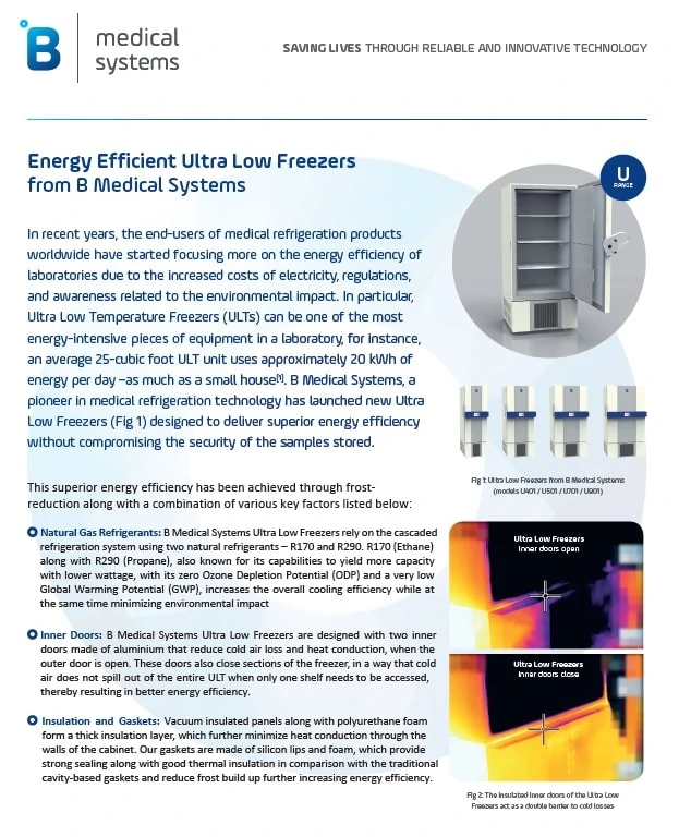 UltraLow Temperature Freezers of Superior Energy Efficiency B