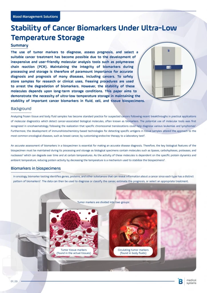 Demonstrating the necessity for ultra-low freezers to maintain the stability of important cancer biomarkers in many biospecimens.