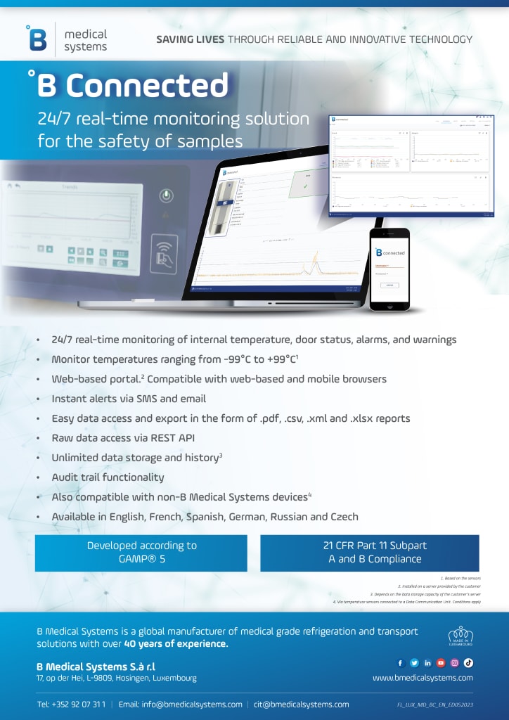 24/7 real-time monitoring solutionfor the safety of samples