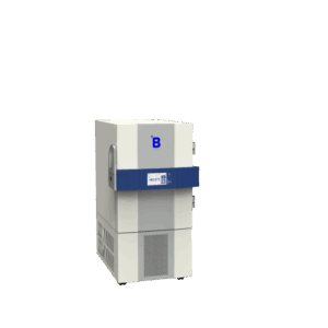 Ultra-Low Temperature (ULT) Freezer U201 side view with closed door for secure vaccine, blood, laboratory and biological sample storage