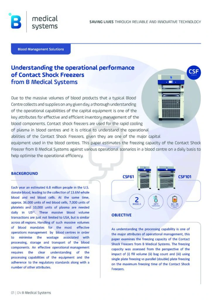 Optimal Efficiency of Contact Shock Freezers for blood centre