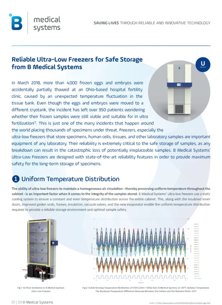 Ultra-Low Freezers: Reliability for Safe Storage of Valuable Samples